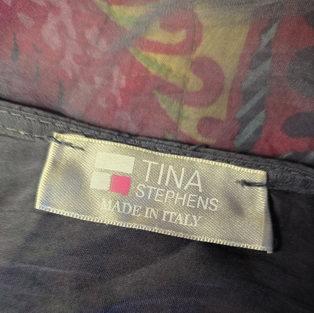 NWOT - Silk Tina Stevens O/S Silk Tie Blouse Made In Italy - Picture 6 of 7
